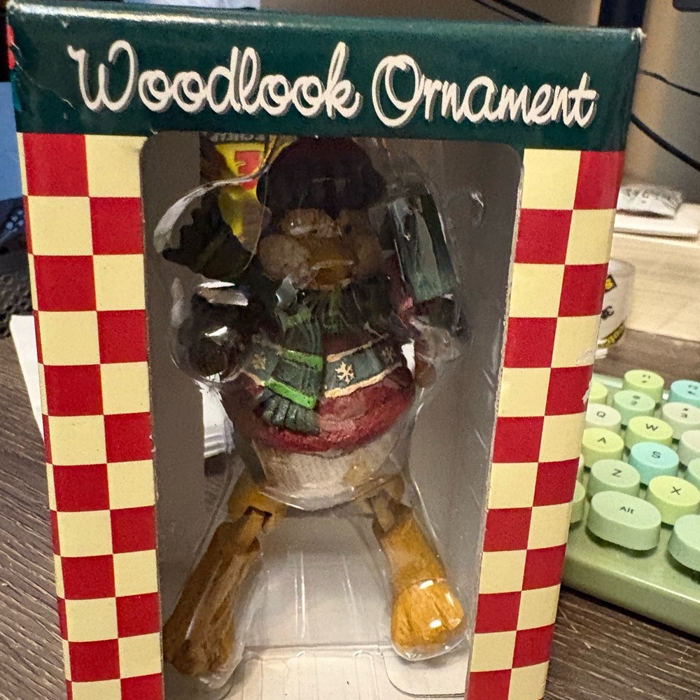 Woodlook penguin Ornament with Red and Green Accents